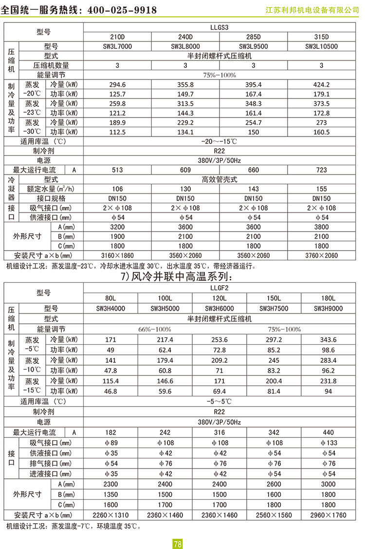 萊富康螺桿并聯(lián)機(jī)組蒸發(fā)冷